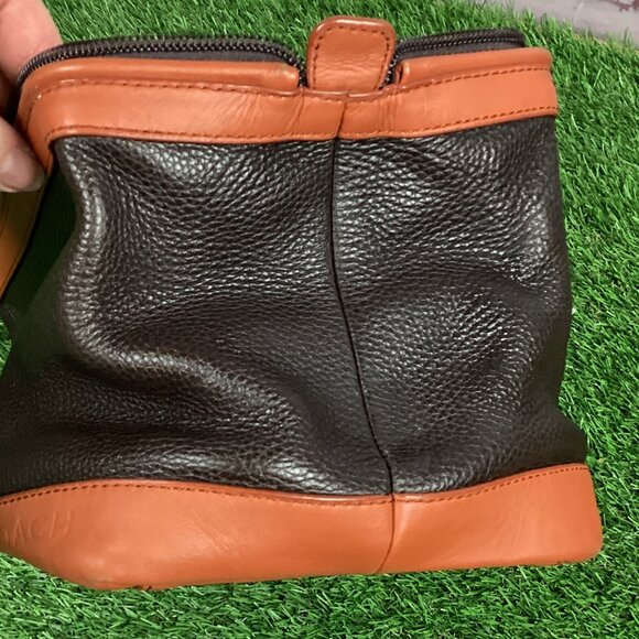 Coach Black & Dark Tan Leather Toiletry Bag Case - Picture 11 of 16
